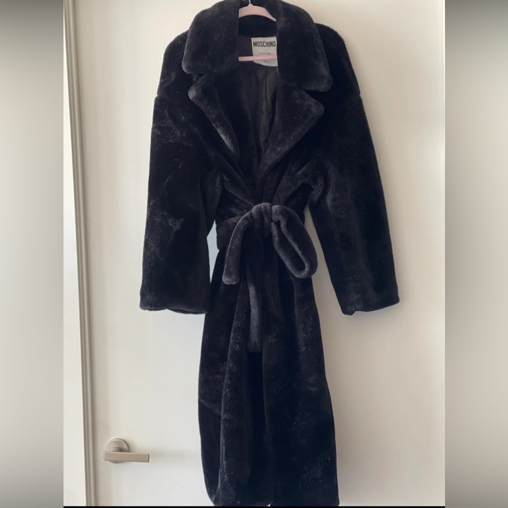 Elegant Black Faux Fur Coat